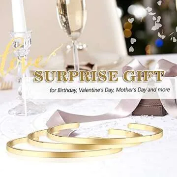 Lolalet Thin Open Cuff Bracelet, for Girlfriend Wife Mom, 18K Gold Plated Couples Oval Love Bracelets, Plain Polished Finish Open Cuff Bangle Jewelry Gift for Men Women -1 Pack