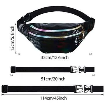 Frienda 2 Pieces Holographic Fanny Pack for Women - Stunning Sport Waist Bags in Shiny Silver and Bl...