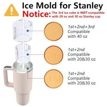 XZYLY Ice Cube Tray for Stanley Cup,Ice Mold with Lid & Bin for 30&40 oz Stanley Tumblers Accessories,Easy Release Silicone Ice Maker for Ice Drink,Juice,Whiskey,Cocktail,Summer Gifts,Yellow