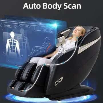 MassaMAX Full Body Massage Chair, Zero Gravity Recliner with Yoga Stretch, SL Track, Airbags, Heating, Touch Screen, and Foot Massage (MD906-Black)