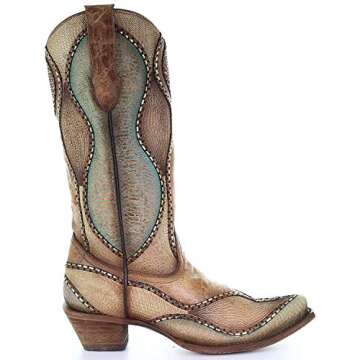 Corral Women's Wavy Embroidery Western Boot Snip Toe - C3503