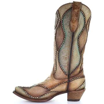Corral Women's Wavy Embroidery Western Boot Snip Toe - C3503