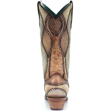 Corral Women's Wavy Embroidery Western Boot Snip Toe - C3503