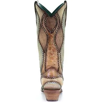 Corral Women's Wavy Embroidery Western Boot Snip Toe - C3503
