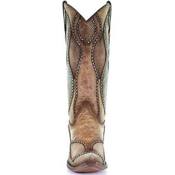Corral Women's Wavy Embroidery Western Boot Snip Toe - C3503
