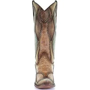 Corral Women's Wavy Embroidery Western Boot Snip Toe - C3503