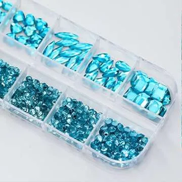 1101Pcs Elegant Blue Nail Rhinestones for Nail Art