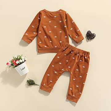 Capbier Newborn Baby Boys Clothes Sets Infant Cute Sun Print Long Sleeve Pullover Sweaters 3 6 9 18 24 Months Outfits Unisex Cotton Clothing, Brown, 3-6 Months (100 Percent Cotton)