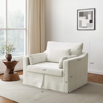 Oversized Accent Chair with Washable Slipcover and Pillows