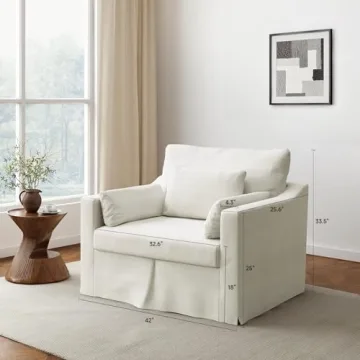 Oversized Accent Chair with Washable Slipcover and Pillows