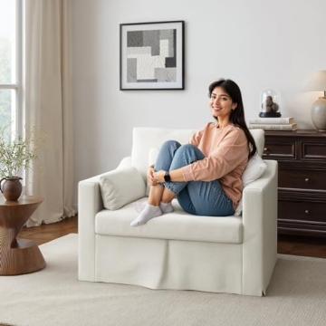 Oversized Accent Chair with Washable Slipcover and Pillows
