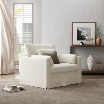 Oversized Accent Chair with Washable Slipcover and Pillows