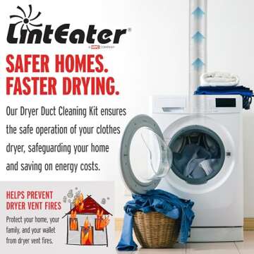 Dryer Vent Duct Cleaning Kit - Gardus RLE202 LintEater Rotary Dryer Vent Cleaner Kit, Removes Lint, ...