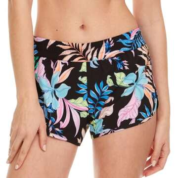 Hurley 3" Swim Board Shorts for Women, Swim Shorts Women, Swimming Shorts for Women, Summer Shorts with Pockets Black Multi
