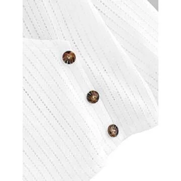 Romwe Women's Casual Long Sleeve Wrap Shirt V Neck Tops Blouse White Small