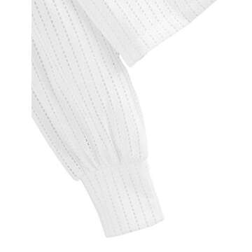 Romwe Women's Casual Long Sleeve Wrap Shirt V Neck Tops Blouse White Small