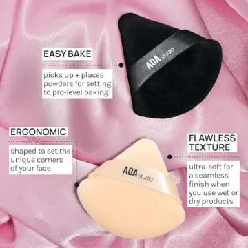 AOA Studio Velvet Makeup Puff Set - 6 Velour Sponges for Flawless Beauty