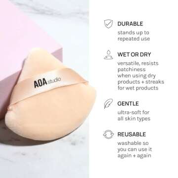 AOA Studio Velvet Makeup Puff Set - 6 Velour Sponges for Flawless Beauty