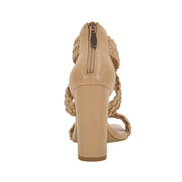 Ermonn Braided Sandals for Women High Heels Crisscross Strappy Chunky Block Square Open Toe Fashion Sandal