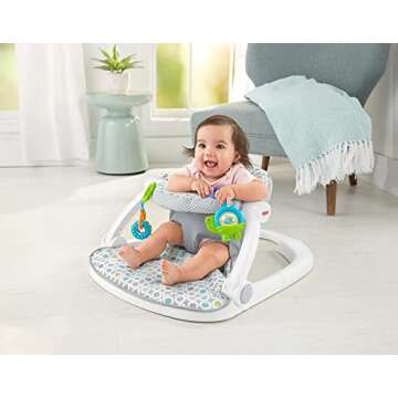 Fisher-Price Sit-Me-Up Floor Seat - Honeydew Drop, Portable Infant Chair with Toys