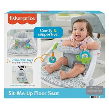 Fisher-Price Sit-Me-Up Floor Seat - Honeydew Drop, Portable Infant Chair with Toys