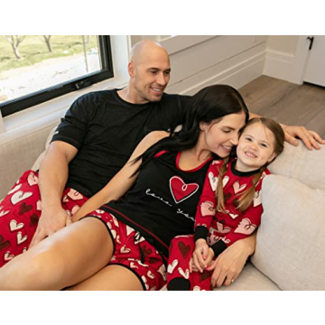 Cute Heart Matching Family Pajamas for Valentine's Day