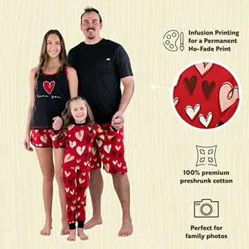 Cute Heart Matching Family Pajamas for Valentine's Day