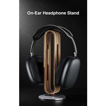 SIKAI CASE Bamboo Headphones Stand for Desk,U-Shaped Arc Design,Aluminum Alloy Non-Slip Base,Wood Headphones Stand for Desk Compatible with On-Ear Headphones for Study/Bedroom/Office(Grey)