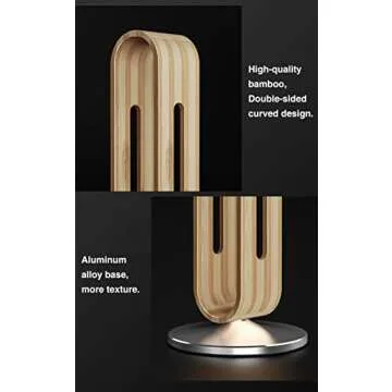 SIKAI CASE Bamboo Headphones Stand for Desk,U-Shaped Arc Design,Aluminum Alloy Non-Slip Base,Wood Headphones Stand for Desk Compatible with On-Ear Headphones for Study/Bedroom/Office(Grey)