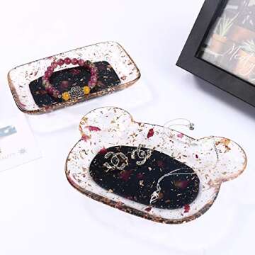 LET'S RESIN Soap Dish Resin Molds,2Pcs Resin Jewelry Dish Tray Molds, Jewelry Tray Molds for DIY Jewelry Ring Dish Holders, Soap Dish, Home Decoration, Wedding Gift