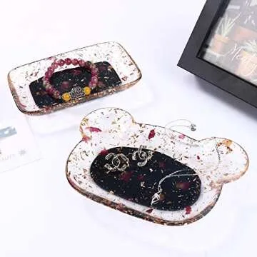 LET'S RESIN Soap Dish Resin Molds,2Pcs Resin Jewelry Dish Tray Molds, Jewelry Tray Molds for DIY Jewelry Ring Dish Holders, Soap Dish, Home Decoration, Wedding Gift