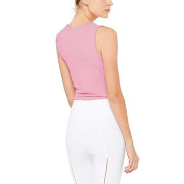 Bestisun Womens Workout Tops Cropped Tank Sleeveless Yoga Pilates Athletic Shirts Gym Clothes Pink S