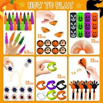 Halloween Handout Idea-Halloween Party Favors-12 Packs (205PCS) Halloween Gloves Stuffed Toys Bulk, Halloween Toys for Trick or Treat Goodies Bag Fillers Basket Stuffers Prizes for Classroom Gifts