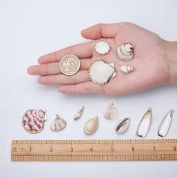 SUNNYCLUE 1 Box 20pcs 10 Styles Natural White Cowrie Seashells Charm Conch Shells Plated Charms Summer Ocean Sea Charm for Jewelry Making Charm Necklace Bracelet Earring Making