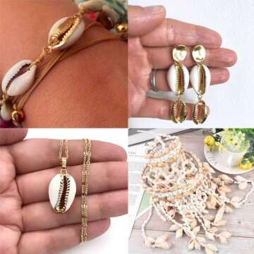 SUNNYCLUE 1 Box 20pcs 10 Styles Natural White Cowrie Seashells Charm Conch Shells Plated Charms Summer Ocean Sea Charm for Jewelry Making Charm Necklace Bracelet Earring Making