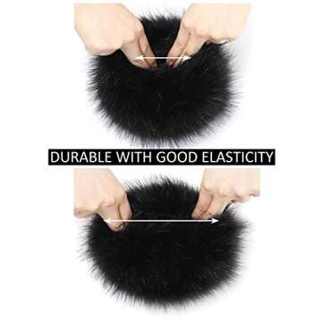 LA CARRIE Women's Leopard Print Faux Fur Wrist Cuffs