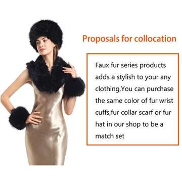 LA CARRIE Women's Leopard Print Faux Fur Wrist Cuffs