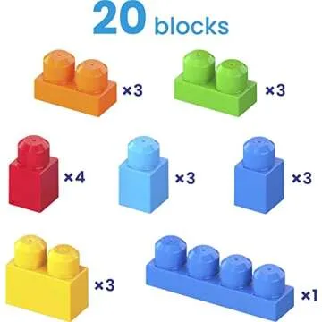 Mega BLOKS Toy Building Set Toddler Blocks, Block Scooping Wagon Learning Toy with Storage - Blue