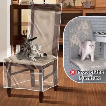 PAMASE 4 Pack Plastic Dining Chair Protectors with Backrests - Waterproof Thickened PVC Seat Covers ...