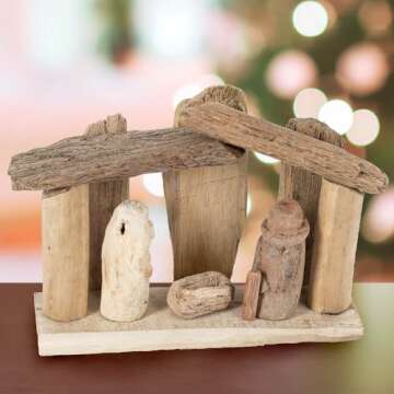 Natural Driftwood Nativity Display for Unique Decor