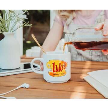 Gilmore Girls Luke's Diner Single Stackable Ceramic Mug | Coffee Cup For Espresso, Tea, Cocoa | Holds 13 Ounces