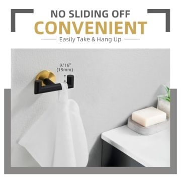 Angle Simple Double Towel Hook in Black and Gold for Bathrooms