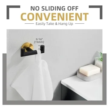 Angle Simple Double Towel Hook in Black and Gold for Bathrooms