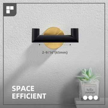 Angle Simple Double Towel Hook in Black and Gold for Bathrooms