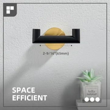 Angle Simple Double Towel Hook in Black and Gold for Bathrooms