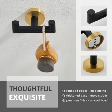Angle Simple Double Towel Hook in Black and Gold for Bathrooms