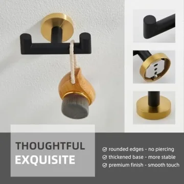 Angle Simple Double Towel Hook in Black and Gold for Bathrooms