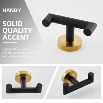Angle Simple Double Towel Hook in Black and Gold for Bathrooms