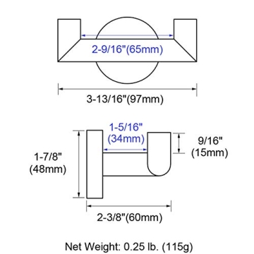 Angle Simple Double Towel Hook in Black and Gold for Bathrooms