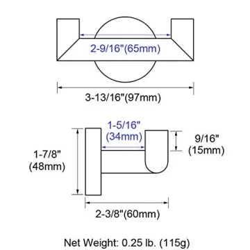 Angle Simple Double Towel Hook in Black and Gold for Bathrooms